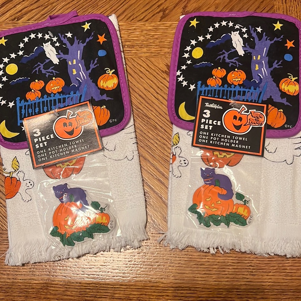 Bundle Pumpkin Ghost  Kitchen Towel Set NWT